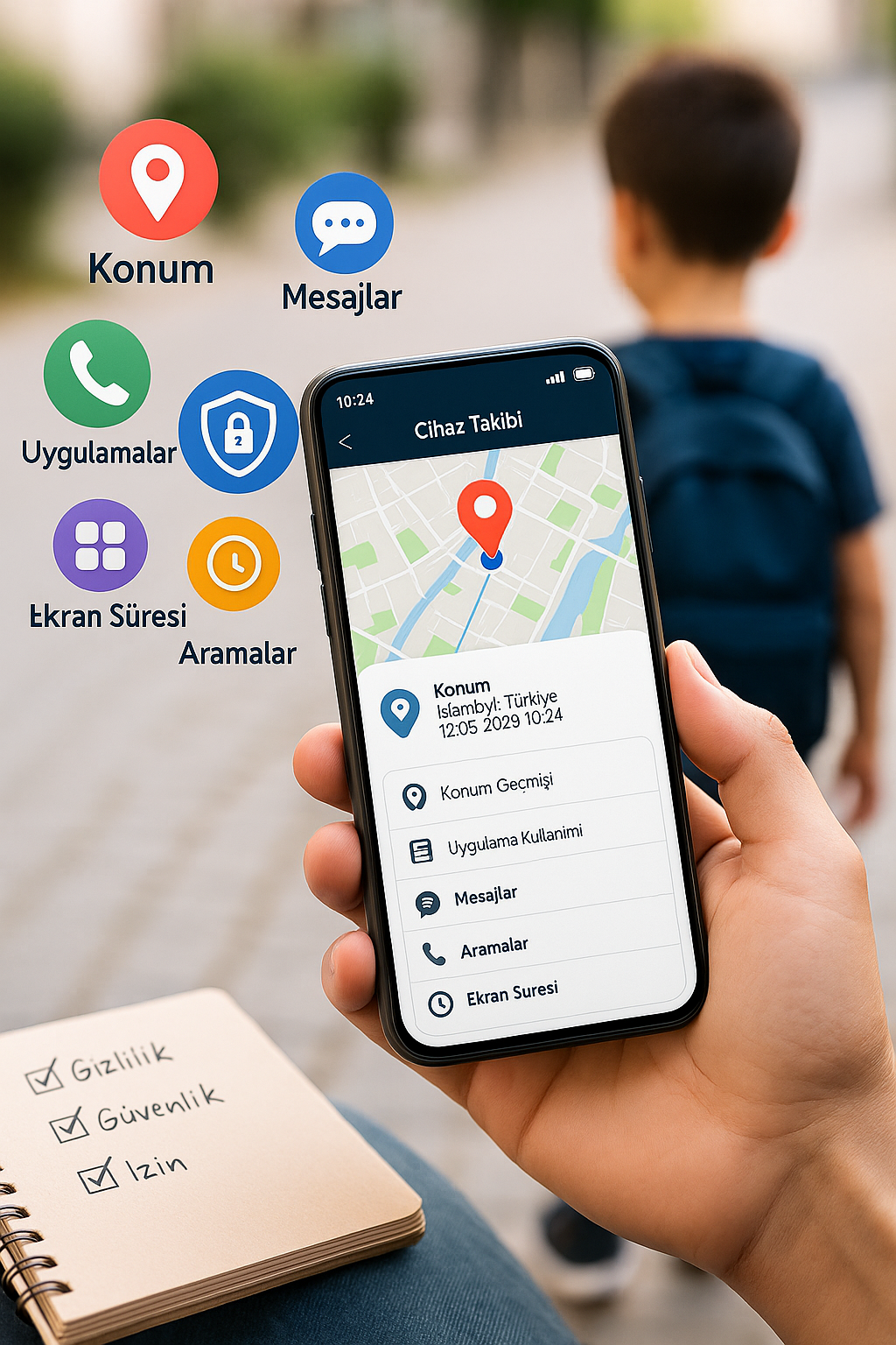 telefona yüklenen takip programı